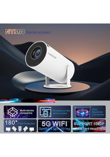 İdragon HY300 Pro 200 ANSI Lümen Android 12 Akıllı Projeksiyon Cihazı