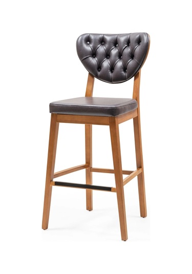 Olivya Ahşap Bar Sandalyesi Gri