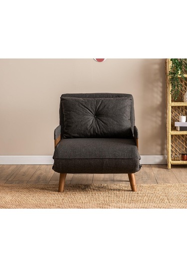 Pafu Cosmo Tekli Katlanır Yataklı Koltuk - Keten Koyu Gri Koyu Gri