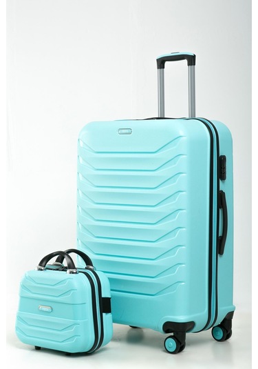 Yefa Pp Polipropilen Kırılmaz Büyük & Makyaj Boy 2'li Valiz Seti Su Yeşili