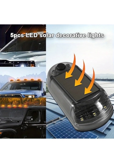 Fochsia Beyaz 5li Led Solar Çatı Fare Işığı Solar Çevre Aydınlatma Şarjlı Lityum Pil Kolay Kurulum