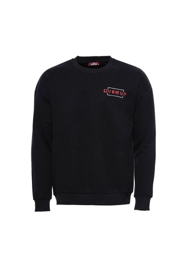 Wessi Siyah Baskılı Detaylı Bisiklet Yaka Sweatshirt Siyah