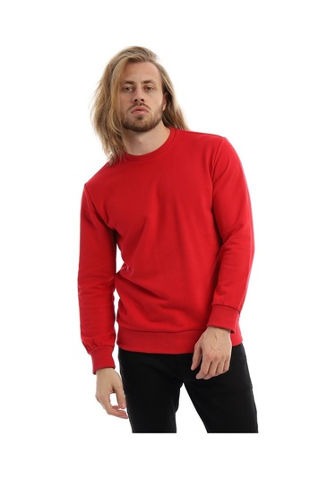 Erkek Bisiklet Yaka 3 İplik Sweat Kırmızı