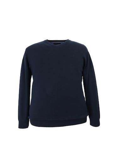 Erkek Büyük Beden Battal Boy 110 Kilo İçin Uygun V Yaka Triko Kazak Lacivert