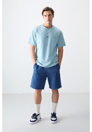 Air Jones Erkek Açık Mavi Oversize 0 Yaka T-shirt 88373 001