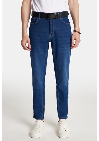 Erkek Normal Kesim Denim Yıkamalı Düz Paça Lacivert Jean Kot Pantolon-34090 Lacivert