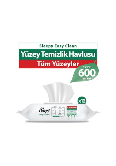 Sleepy Easy Clean Yüzey Temizlik Havlusu&Mendili 12X50 (600 Yaprak)