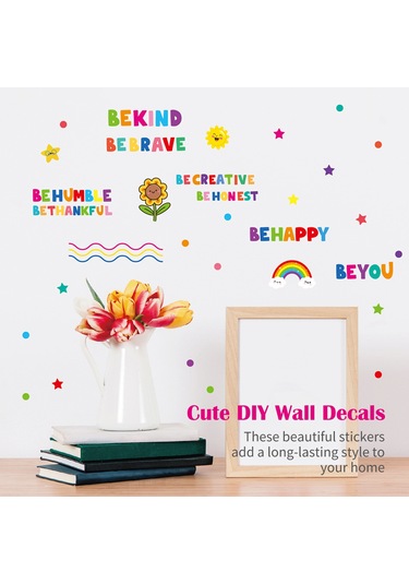 Geekyou 3'lü Renkli Motivasyonel Cümleler Duvar Sticker Seti Toplam 88 Desen - Pvc Materyal, Ev/okul Dekoru, Kolay Uygulama Çok Renkli