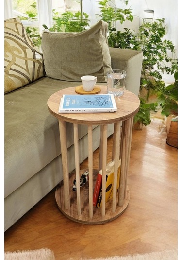 Ahşap Ayaklı C Sehpa Koltuk Sehpası Yan Sehpa Zigon Sehpa Servis Sehpası Çam