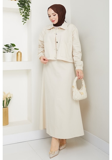 Cerza Ceket Etek İkili Takım 1534 - Bej Bej