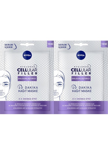 Nivea Cellular Hyaluron Filler Dolgunlaştırıcı Kolaje Kağıt Maske 2 Adet