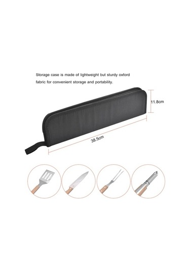 Besthome1 304 Paslanmaz Çelik Saplı 4'lü Barbekü Alet Seti: Bıçak, Çatal, Palet, Pençe - Taşınabilir Kutu İle Evde Ve Dışarda Y Çok Renkli