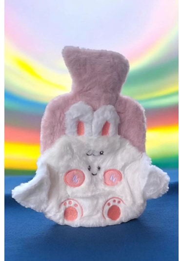 Caş Dekorasyon Pembe Renk Tavşan Figürlü Peluş Su Torbası