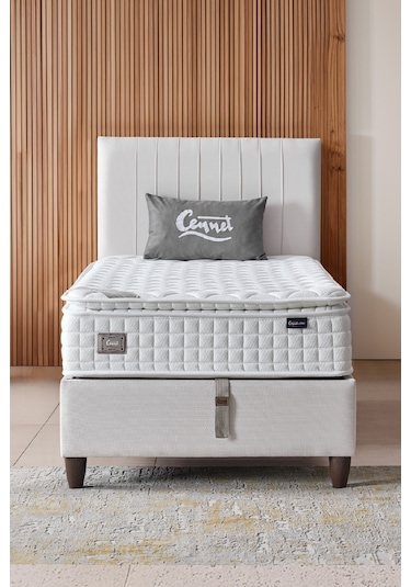 Zambak Tek Kişilik Sandıklı Baza Antibakteriyel Ortopedik Paket Yaylı Pedli Yatak 3 Lü Set 100 x 200