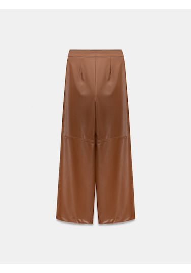Dilvin 72238 Suni Deri Geniş Paça Pantolon-karamel Karamel