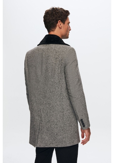 Ds Damat Regular Fit Gri Yakası Çıkartılabilir Kürklü Kaban 9HF08ORT10004 Gri