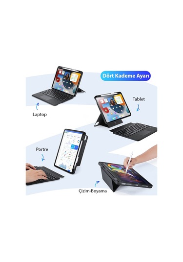 Dux Ducis iPad Uyumlu Pro 12.9 Dk Series Kablosuz Bluetooth Klavye Touc