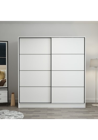 Minarmobilya Minar Kale 2 Kapaklı Sürgülü Dolap 180 Cm - Beyaz