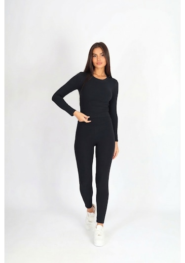 Soft&Basic Kadın Fit Esnek Siyah Premium Kumaş Tayt Siyah