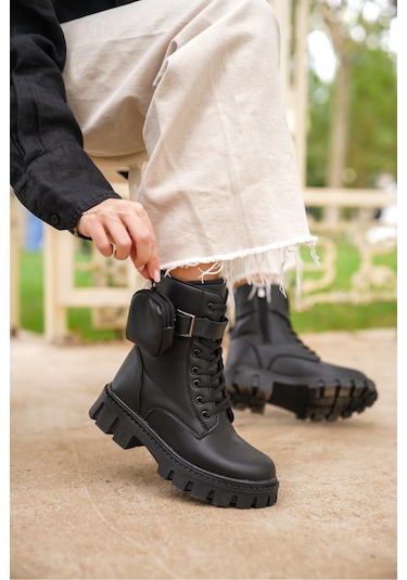 Garantili Alyona Soğuk Geçirmez Kadın Günlük Ortopedik Kışlık Bot Siyah