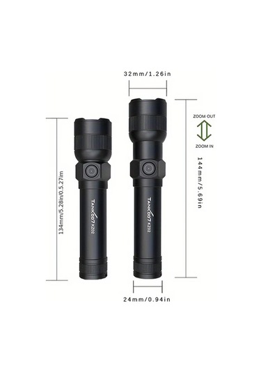 Xuweiwei Kz02 1 Yuksek Guc Led El Feneri Trpye C Sarj Edilebilir Tasinabilir Kamp Ve Acil Durum Bakır - Siyah