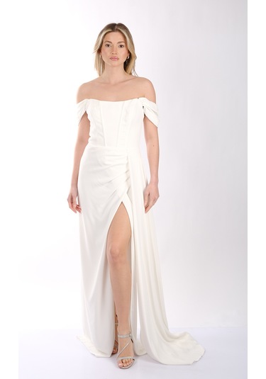 Abiye Elbise Dori 00kb5136 Beyaz