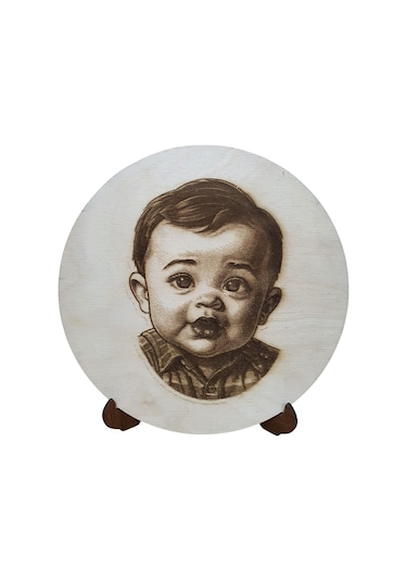 Kişiye Özel Fotoğraf Ahşap Yakma Baskı 19x19 Cm