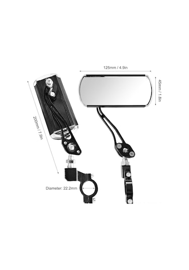 Yaleker Bisiklet İçin Alüminyum Geribakış Aynası - 22.2mm'den Düşük Saplar İçin - Ayarları Kolay - Dayanıklı - Geniş Görünüm - Kırmızı Çift Kırmızı