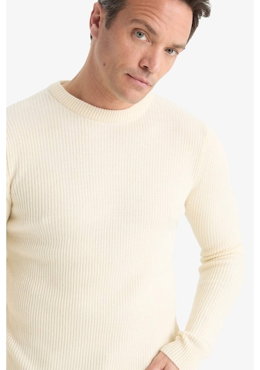 Defacto Standart Fit Bisiklet Yaka Triko Kazak C8814ax25wner139 Ekru