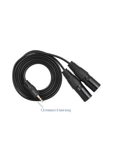 Fortunelane 1.5m Siyah Xlr Erkek Çift Bağlantılı 3.5mm Ses Kablosu - Ofc Telleri İle Mükemmel Sinyal Kalitesi