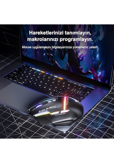 Aula S12 Pro 12800 Dpı 8 Tuşlu Makrolu Kablolu Optik Gaming Oyuncu Mouse Siyah Diğer