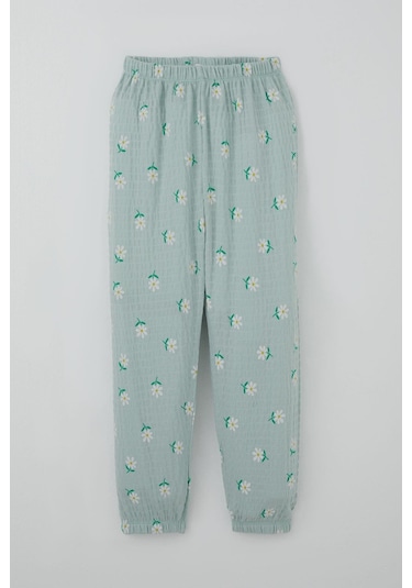 Breeze Kız Çocuk Pijama Takımı Papatya Desenli 4-8 Yaş, Su Yeşili Su Yeşili