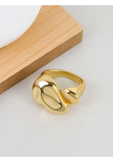 925 Ayar Gümüş Gold Renk Düzensiz Bohem Ayarlanabilir Tarz Yüzük