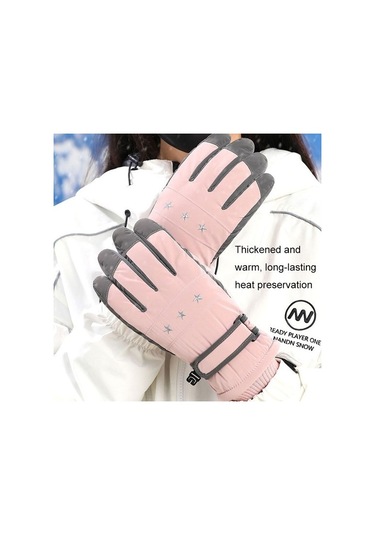 Jzcat 1 Çift Wz-204 Rüzgar Geçirmez Ve Sıcak Tutan Eldiven - Pembe