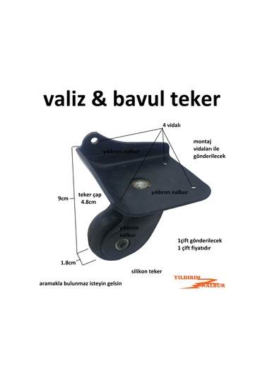 Bavul Tekeri Sağ Sol Çift Kare Model Teker Bavul 2 Adet Fiyatı Te