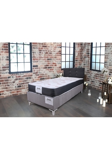 Azrayatakmobilya Tek Kişilik Yatak+Baza + Başlık Basic 90 x 190 CM
