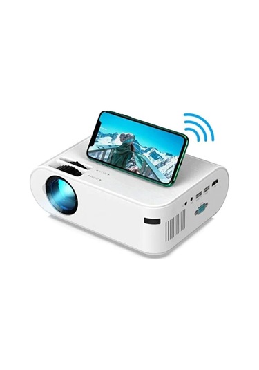 Yüksek Çözünürlüklü Kablosuz Mini Projeksiyon Cihazı Beyaz-136207