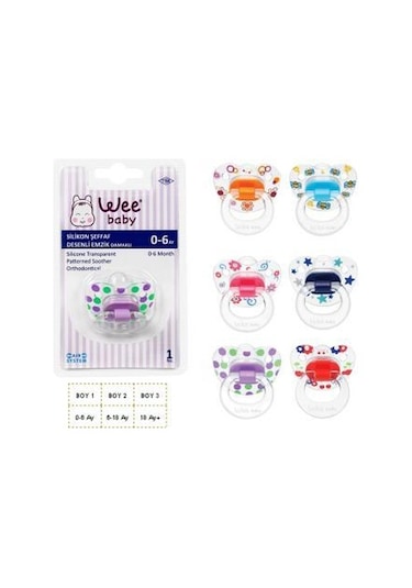 Wee 836 Silikon Şeffaf Damaklı Des. Emzik No: 1 Pembe