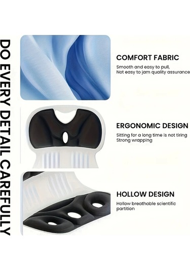 Sunshine011 Ergonomik Bel Yastığı - Anti Yorgunluk Gri Masa Başı Ve Tv Koltuk Minderi Moda Grisi