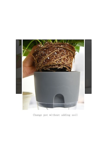 Şeffaf Plastik Çift Katmanlı Su Depolama Otomatik Su Emici Saksı, Boyut: A709 Kalibre 23.5cm Gri Şeffaf Havza