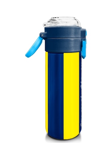 Coral High Kids Sarı Lacivert Çubuklu Pipetli Ve Direkt İçim Çelik Termos 500 Ml 31791