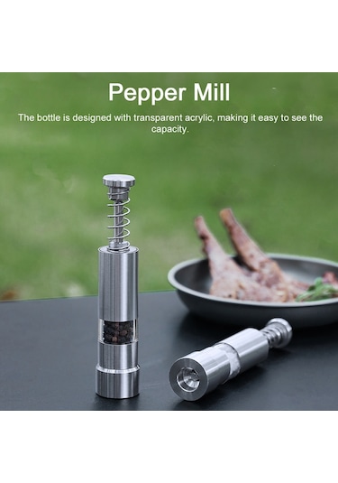 Açık Paslanmaz Çelik Karabiber Değirmeni Manuel Karabiber Gümüş Gümüş