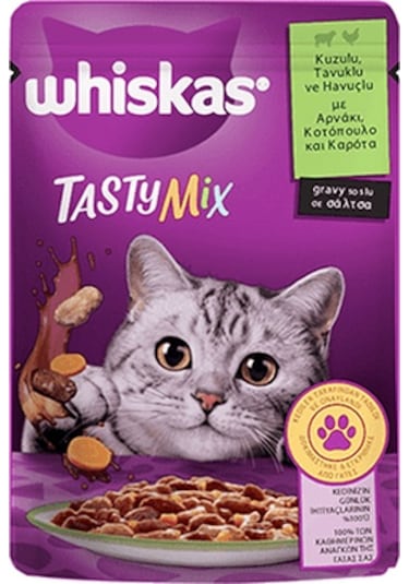 Whiskas Tasty Mix Kuzulu Tavuklu ve Havuçlu Pouch Yetişkin Kedi Mama 85 G