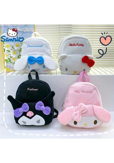 Kuromi Cinnamoroll Ve My Melody Peluş Sırt Çantası Sevimli, Pembe