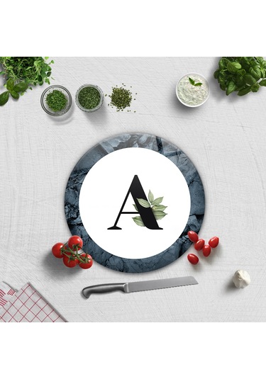 Decorita Cam Kesme Tahtası - Cam Kesme Tablası - Harfli Tasarım A Çap 32 CM