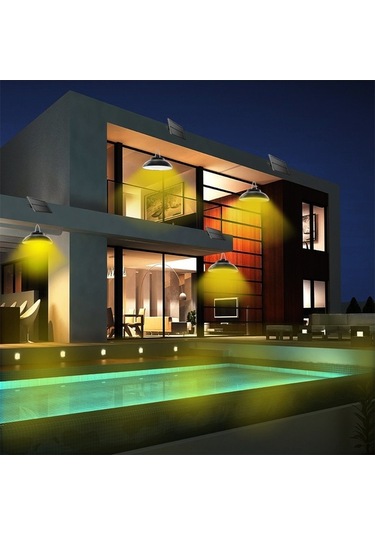 Tongxida 8w Güneş Enerjili Duvar Lambası, 48 Led, Pır Sensörlü, 2200mah Batarya, Bahçe/ev/depo Kullanımı, Siyah Siyah