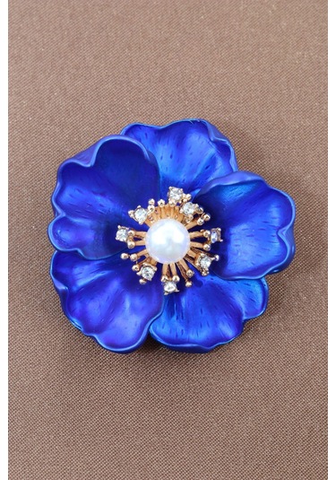 Tatlı Funda Gülü Broş. Kristal Taşlı Çiçek Broş. Yaka İğnesi Broş. Kadın Broş. Broş. Lacivert