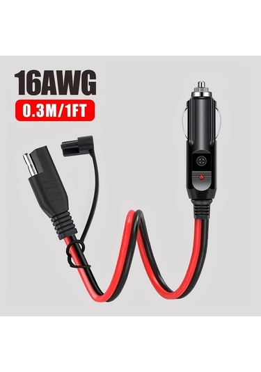 Xuweiwei 1ft 2pcs Sae Araç Şarj Kablosu 16awg Sigortalı Led Uzantı Kablosu