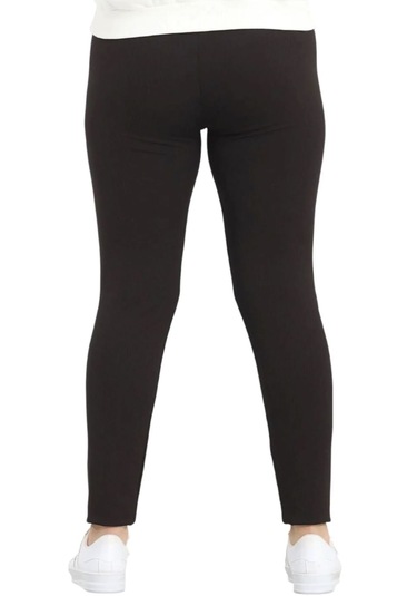 Dar Kalıp Yüksek Bel Fitilli Tayt Siyah