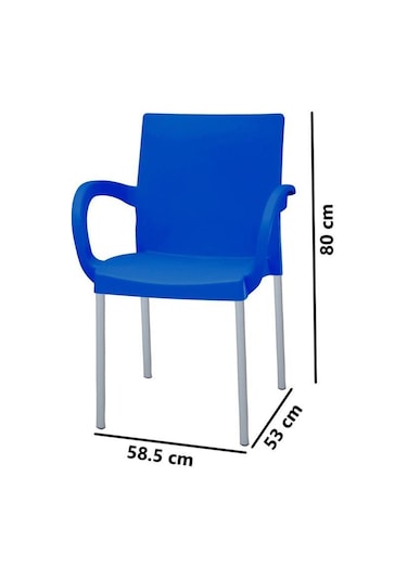 Omnipazar Mt-cf880 Mare Plastik Bahçe Balkon Koltuk Sandalye 4'lü Set Mavi